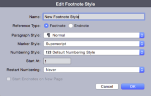 QuarkXPress 2015 footnote style