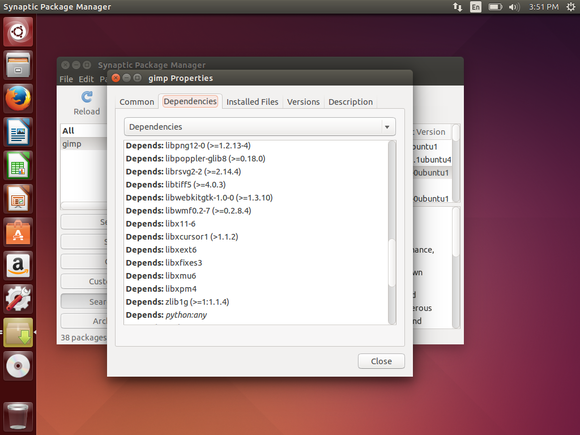 gimp package dependencies
