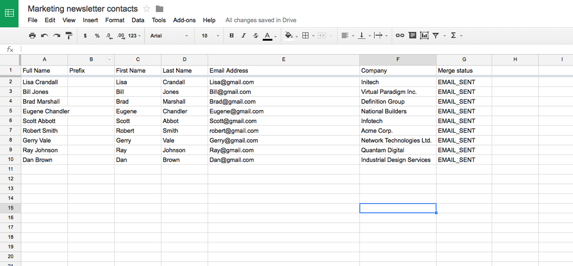 from google sheets to google doc merge