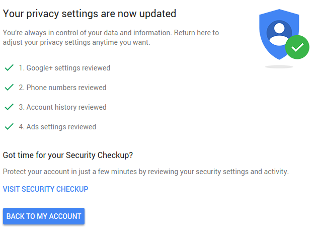 google privacy checkup tool