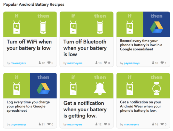 ifttt android battery web