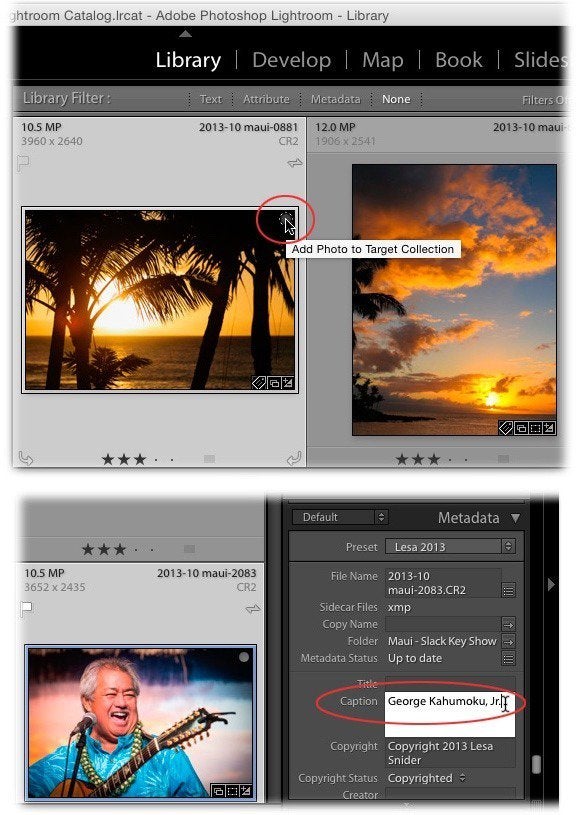 find metadata on photo in lightroom iphone