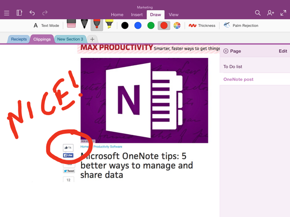 onenote for ipad annotated image