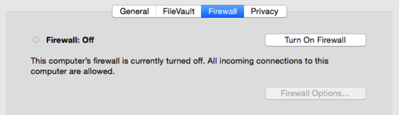 OS X firewall turn on or off