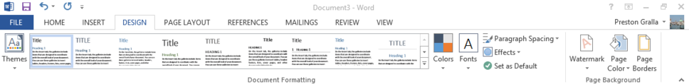 Word 2013 cheat sheet - Ribbon Design tab