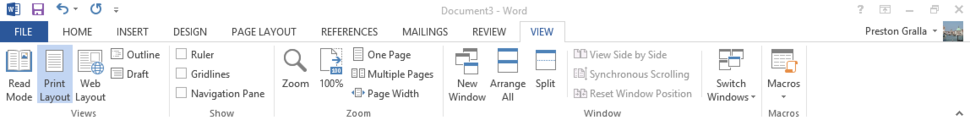 Word 2013 cheat sheet - Ribbon View tab