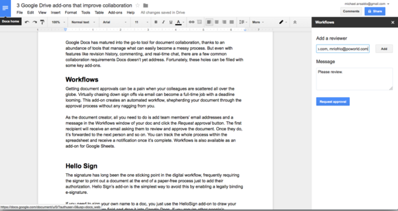 workflows for google docs