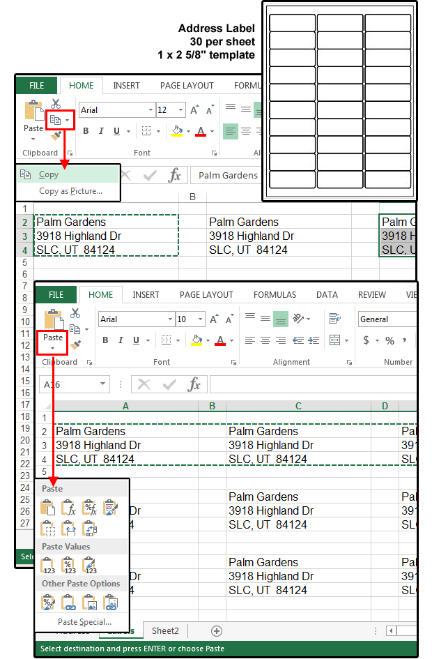 how to print address labels in word 5260