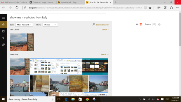 Windows 10 Cortana photos