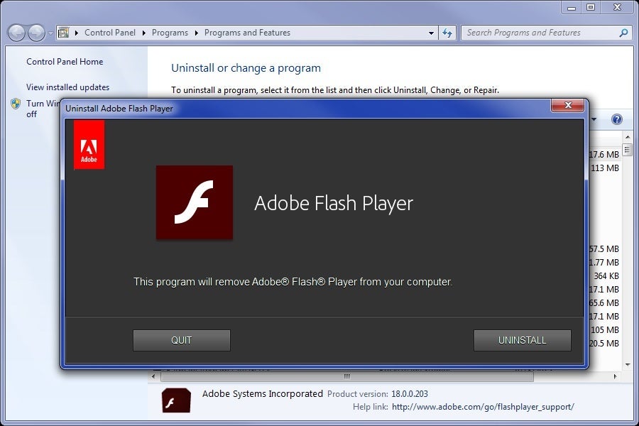 released removing adobe flash