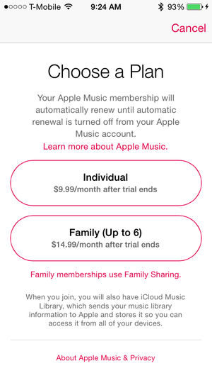 apple music choose membership