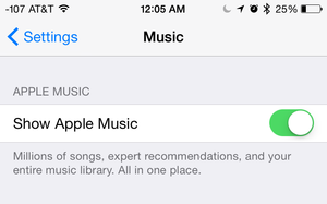 apple music settings toggle