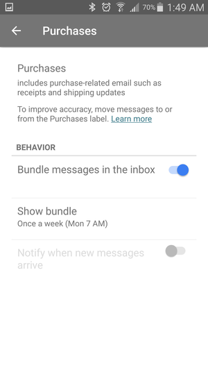 bundle purchases inbox