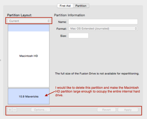 cannot delete fusion partition