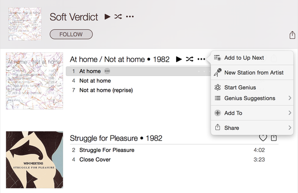 iTunes 12.2 context menu