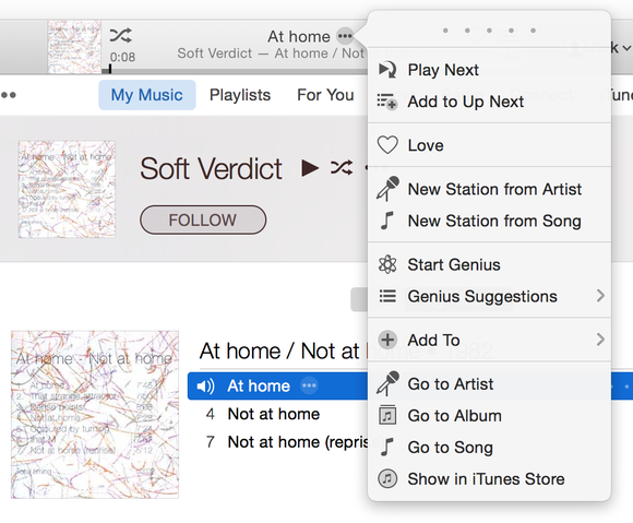 iTunes 12.2 context menu
