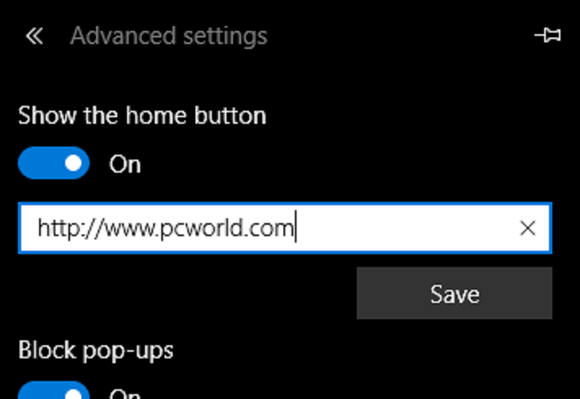 microsoft edge home page settings