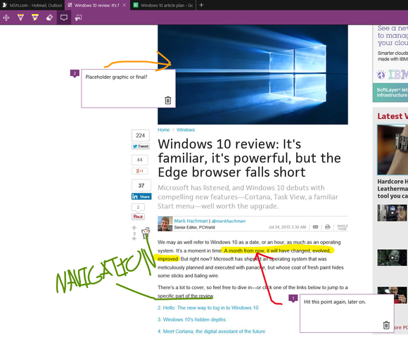 Microsoft Edge web notes