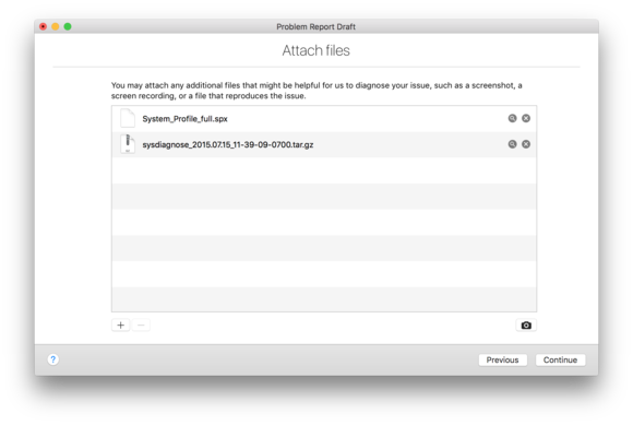 feedback assistant mac attachments