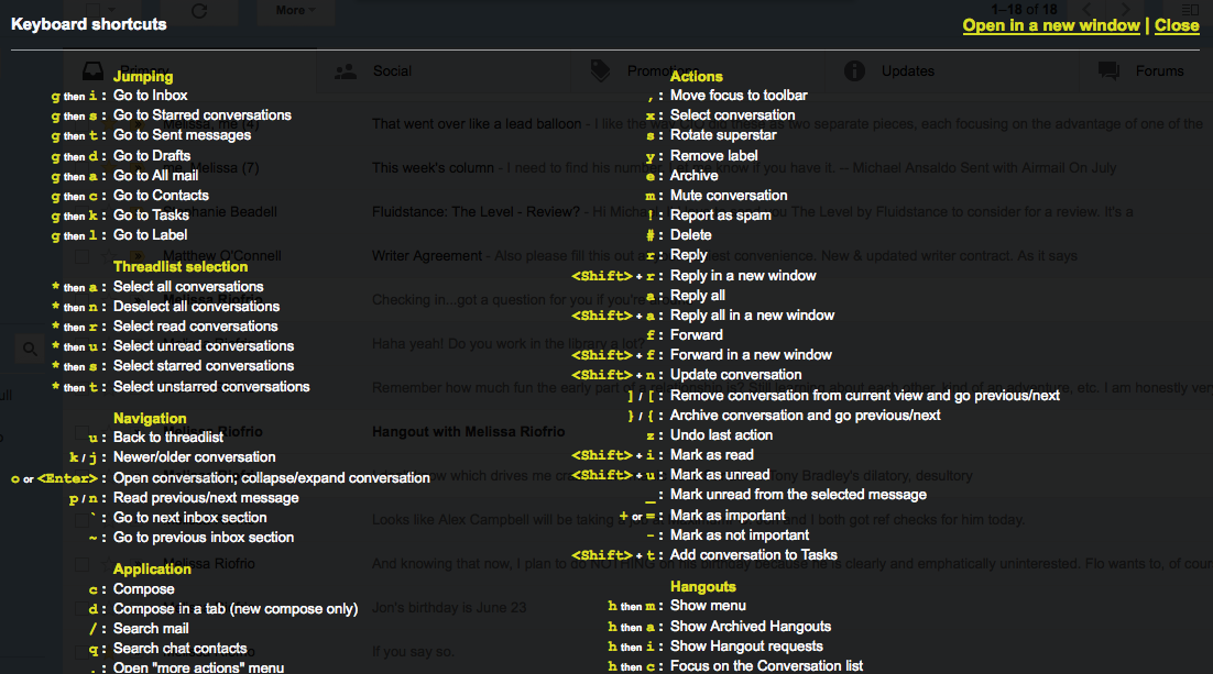 gmail keyboard shortcuts archive