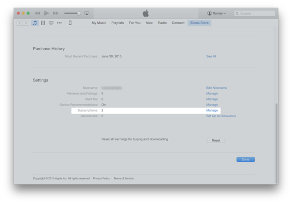 itunes 12 acct подписки