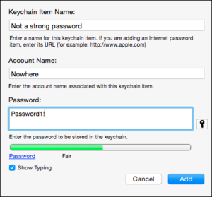 keychain set green password