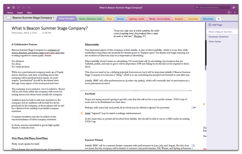 onenote example notebooks