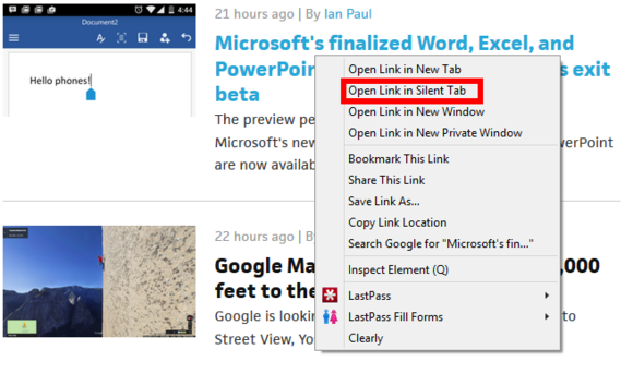 openlinkinsilenttab