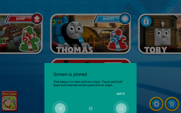 parental controls pinned app