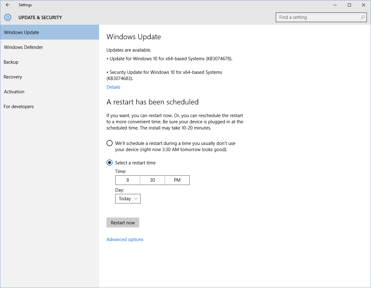 windows 10 update download schedule