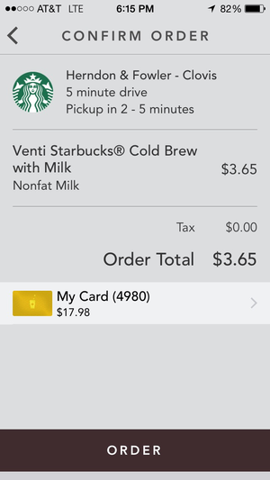 starbucks confirm order