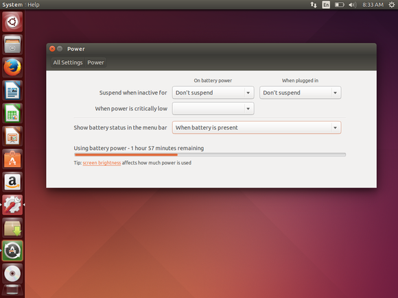 ubuntu power settings