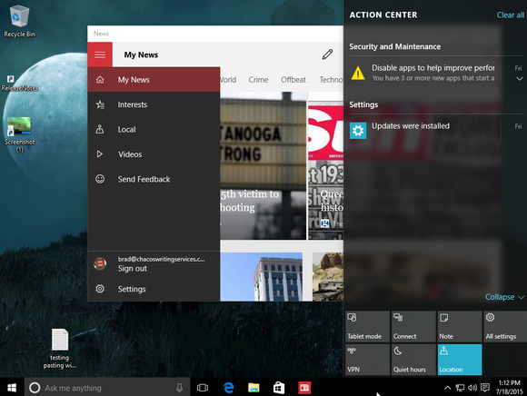 windows 10 action center