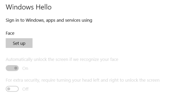 windows 10 hello settings