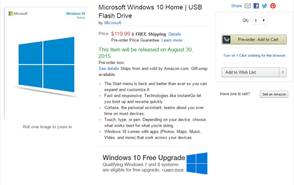 Windows 10 USB flash drives now available to pre-order on