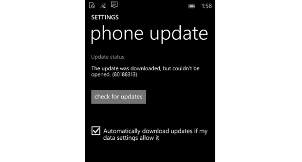 Error upgrading Windows 10 Mobile beta