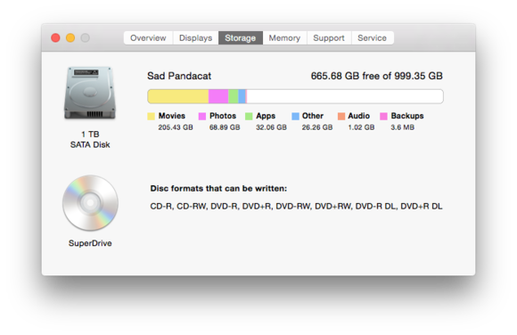 how to check storage on mac yosemite