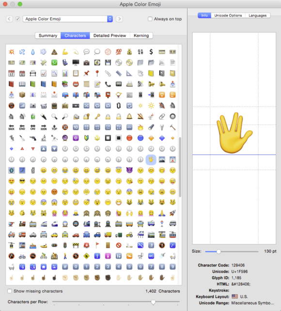 FontExplorer X Pro 5 emoji vulcan greeting
