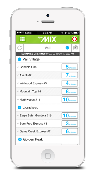 vail epicmix list lift waittimes