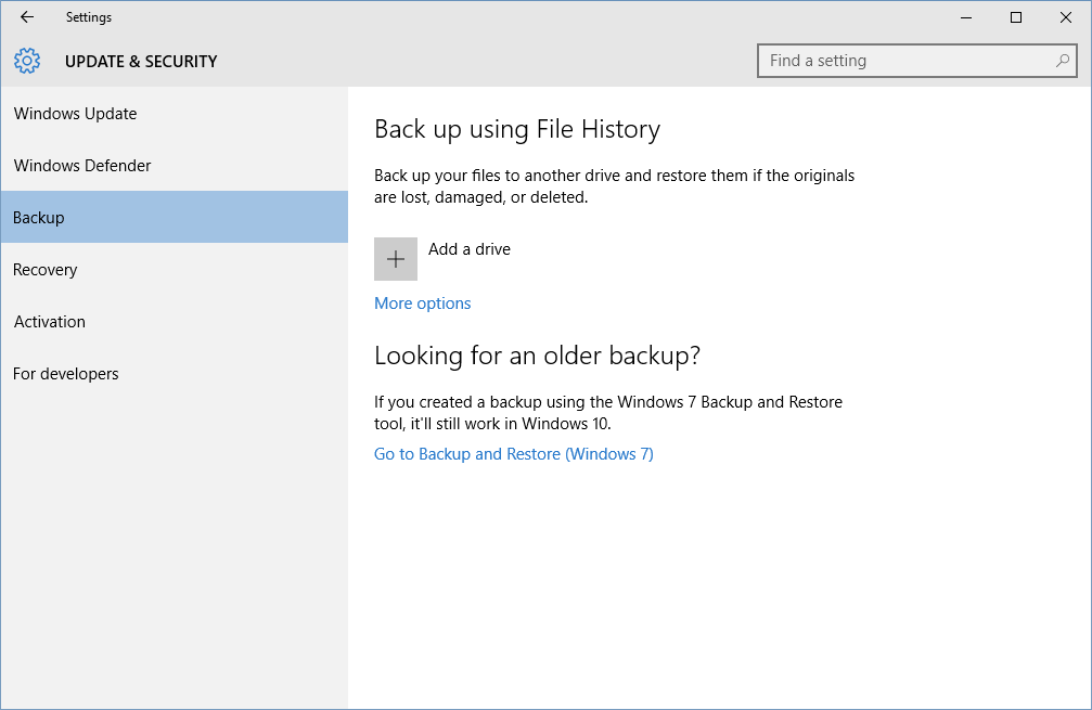 file history in windows 10