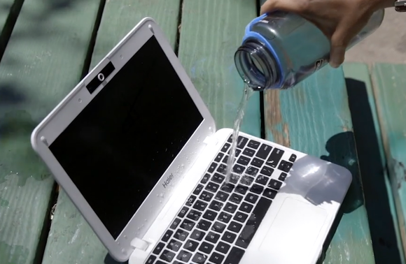 haier chromebook 11e water pour