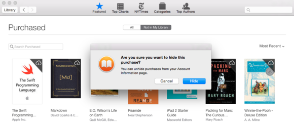 ibooks osx hide purchase