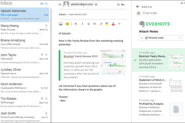 evernote add in for outlook 2016