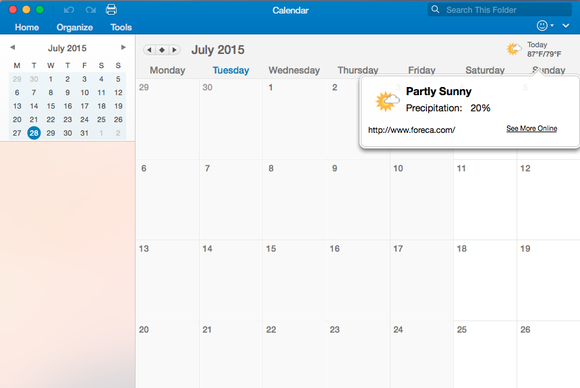 Office 2016 for Mac: Outlook weather