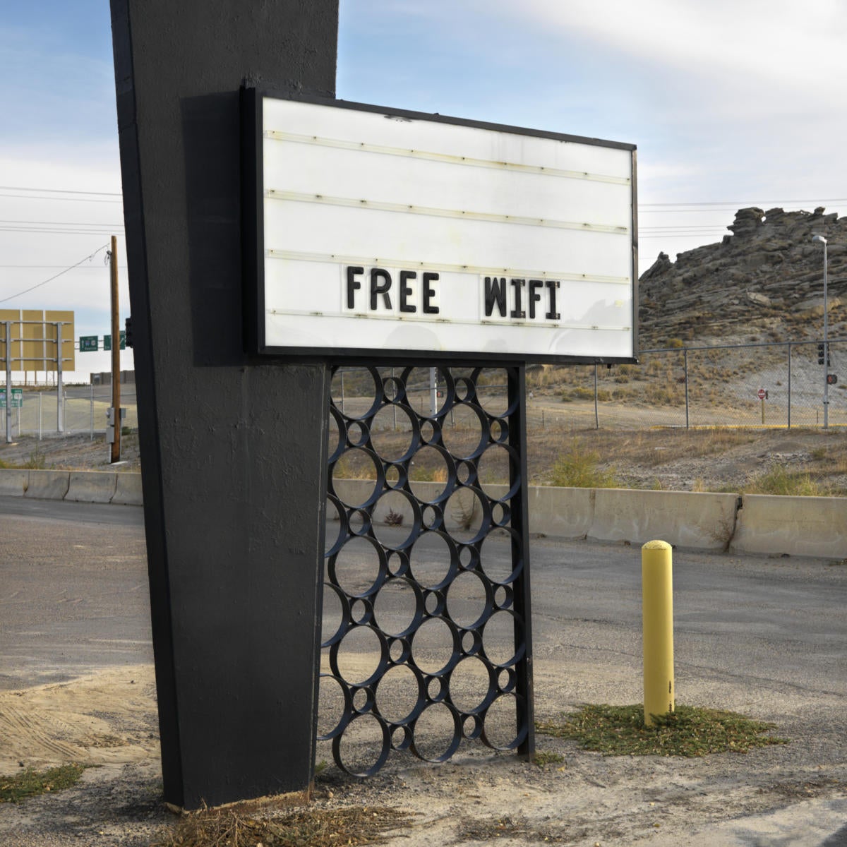 Rural sign on roadside saying free wi-fi