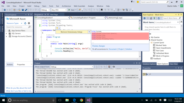 Visual Studio 2015 Light Bulb