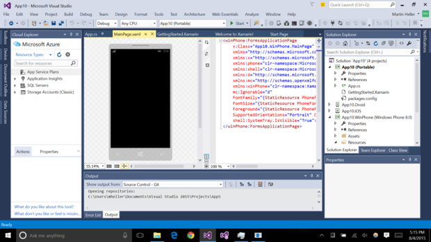 visual studio 2015 xamarin