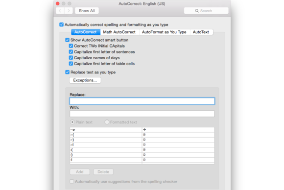 Office 2016 for Mac: AutoCorrect