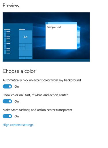 win10 color option