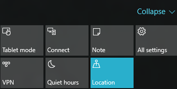 windows 10 action center quick access buttons